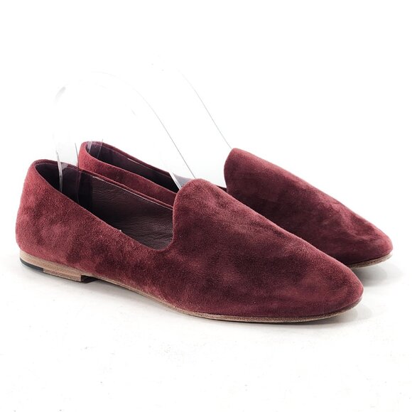 VINCE Very Soft Suede Slip On Loafers Shoes Burgundy - Picture 1 of 7